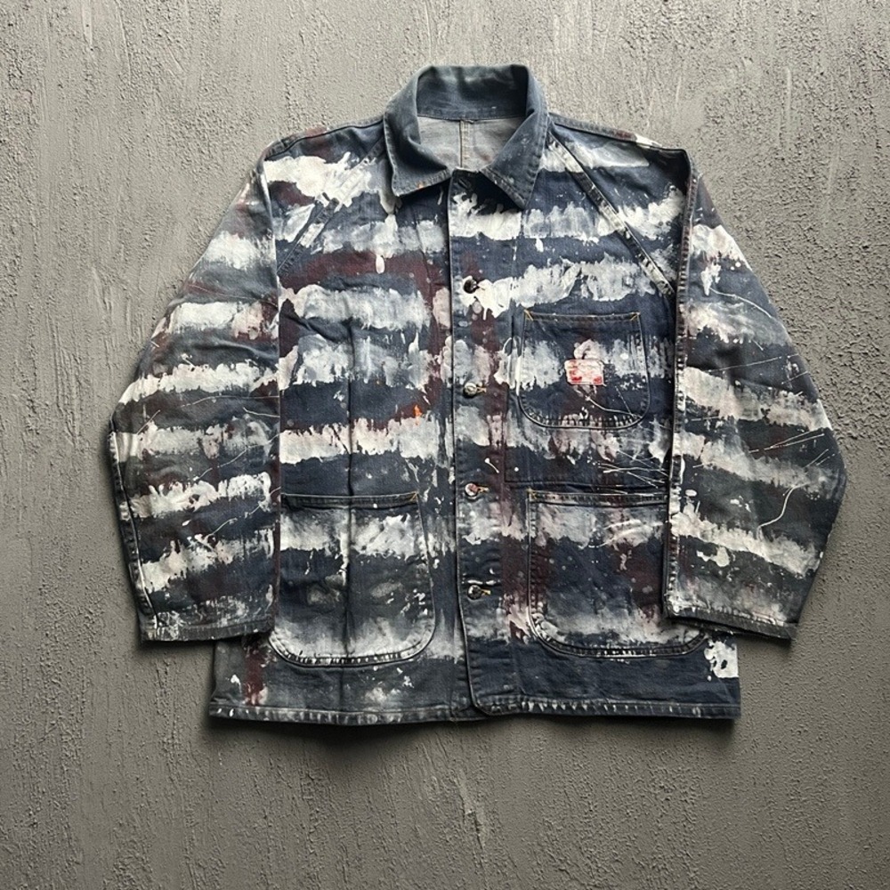 Vintage GWG Chore Jacket Large Blue 1960s POW WAR Homemade